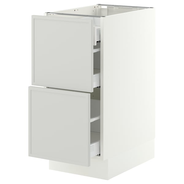 SEKTION / MAXIMERA Base cab with 2 fronts/3 drawers, white/Aspudden light gray, 15x24x30 "