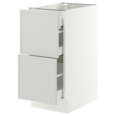 SEKTION / MAXIMERA Base cab with 2 fronts/3 drawers, white/Aspudden light gray, 15x24x30 "