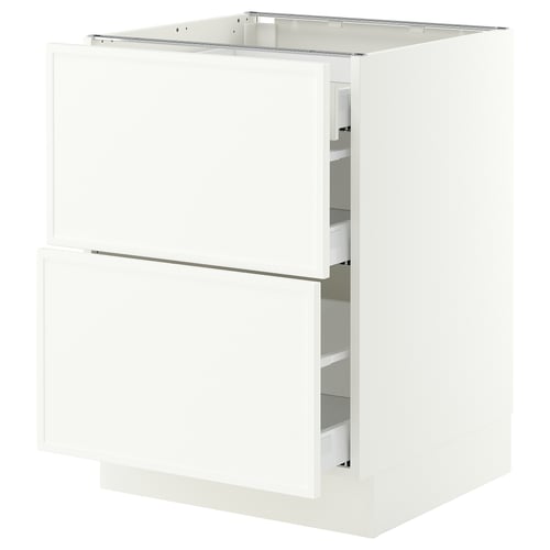 SEKTION / MAXIMERA Base cab with 2 fronts/3 drawers, white/Aspudden matte white, 24x24x30 "
