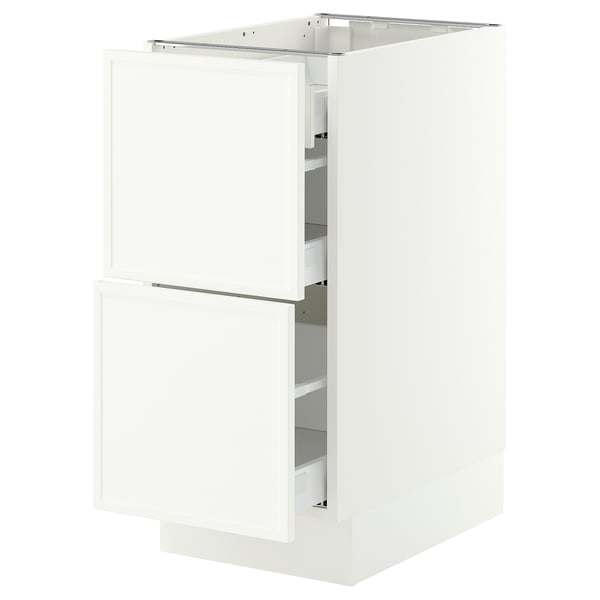 SEKTION / MAXIMERA Base cab with 2 fronts/3 drawers, white/Aspudden matte white, 15x24x30 "