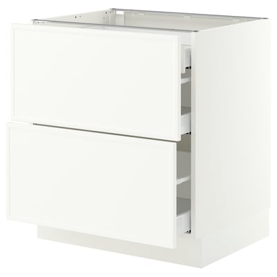 SEKTION / MAXIMERA Base cab with 2 fronts/3 drawers, white/Aspudden matte white, 30x24x30 "