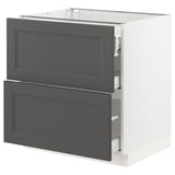 SEKTION / MAXIMERA Base cab with 2 fronts/3 drawers, white/Axstad dark gray, 30x24x30 "
