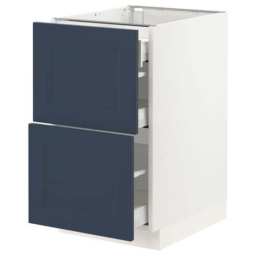 SEKTION kitchen cabinet with blue axstad drawers, sleek design, modern look