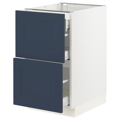 SEKTION / MAXIMERA Base cab with 2 fronts/3 drawers, white Axstad/matte blue, 18x24x30 "