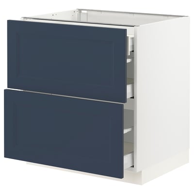 SEKTION / MAXIMERA Base cab with 2 fronts/3 drawers, white Axstad/matte blue, 30x24x30 "