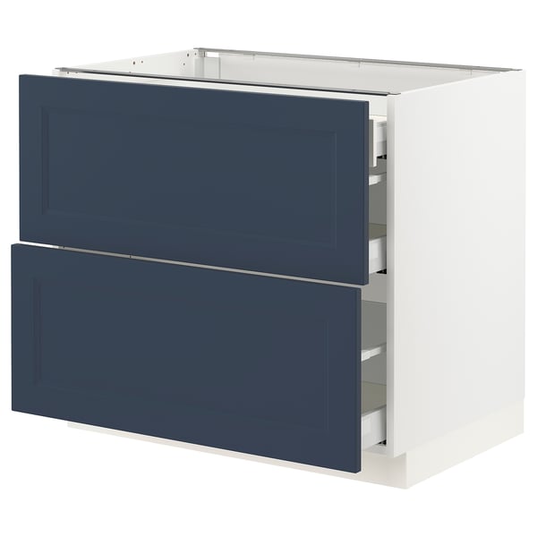 SEKTION / MAXIMERA Base cab with 2 fronts/3 drawers, white Axstad/matte blue, 36x24x30 "