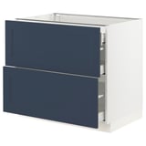 SEKTION / MAXIMERA Base cab with 2 fronts/3 drawers, white Axstad/matte blue, 36x24x30 "