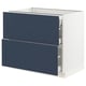 SEKTION / MAXIMERA Base cab with 2 fronts/3 drawers, white Axstad/matte blue, 36x24x30 "