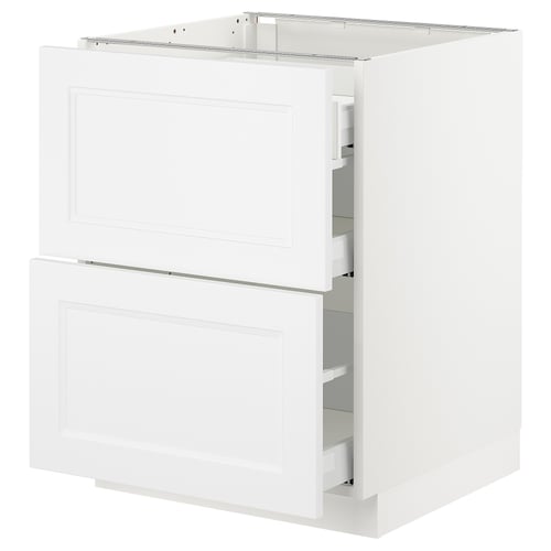 SEKTION white kitchen cabinet with smooth drawers.