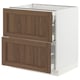 SEKTION / MAXIMERA Base cab with 2 fronts/3 drawers, white Enköping/brown walnut effect, 30x24x30 "