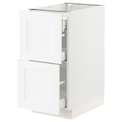 SEKTION / MAXIMERA Base cab with 2 fronts/3 drawers, white Enköping/white wood effect, 15x24x30 "