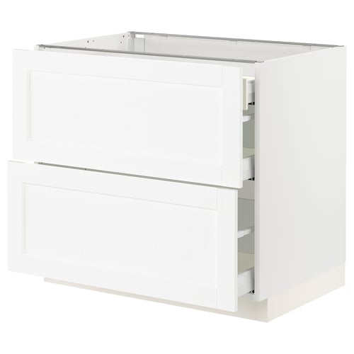 SEKTION kitchen cabinet in white with two drawers and two doors, sleek design.