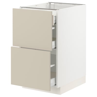 SEKTION / MAXIMERA Base cab with 2 fronts/3 drawers, white/Havstorp beige, 18x24x30 "