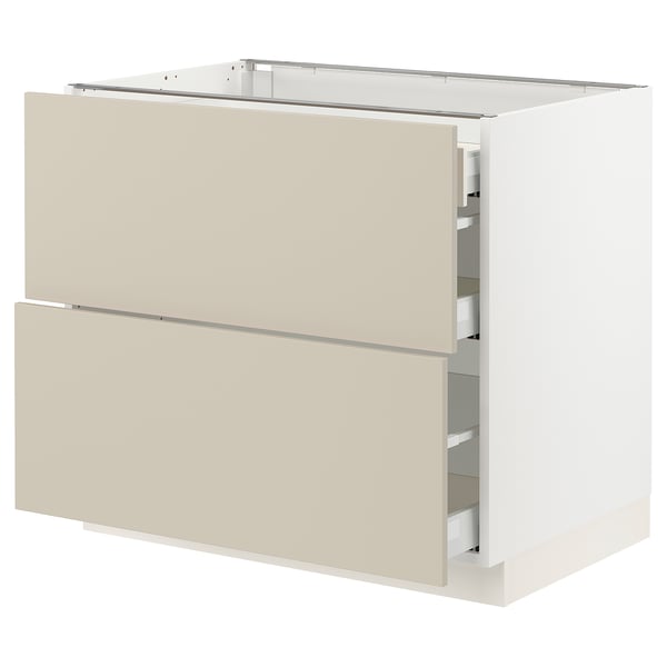 SEKTION / MAXIMERA Base cab with 2 fronts/3 drawers, white/Havstorp beige, 36x24x30 "