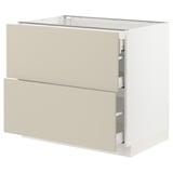 SEKTION / MAXIMERA Base cab with 2 fronts/3 drawers, white/Havstorp beige, 36x24x30 "
