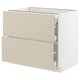 SEKTION / MAXIMERA Base cab with 2 fronts/3 drawers, white/Havstorp beige, 36x24x30 "