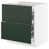 SEKTION / MAXIMERA Base cab with 2 fronts/3 drawers, white/Havstorp deep green, 30x24x30 "