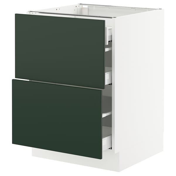 SEKTION / MAXIMERA Base cab with 2 fronts/3 drawers, white/Havstorp deep green, 24x24x30 "