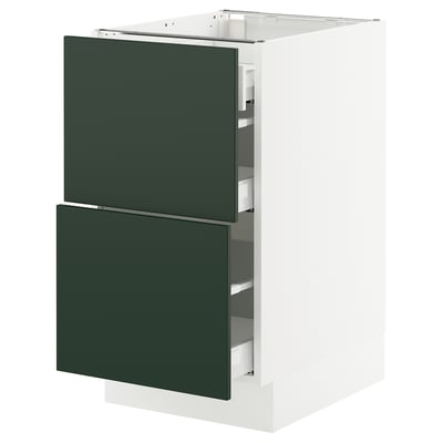 SEKTION / MAXIMERA Base cab with 2 fronts/3 drawers, white/Havstorp deep green, 18x24x30 "