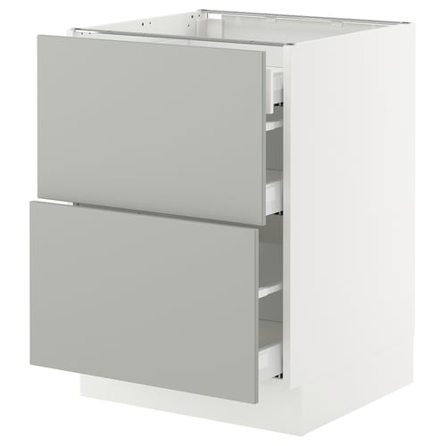 SEKTION kitchen cabinet in light grey with two drawers, sleek design.