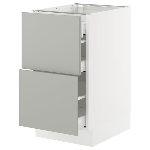 The SEKTION kitchen unit in light grey with two drawers, modern design, and a sleek finish.