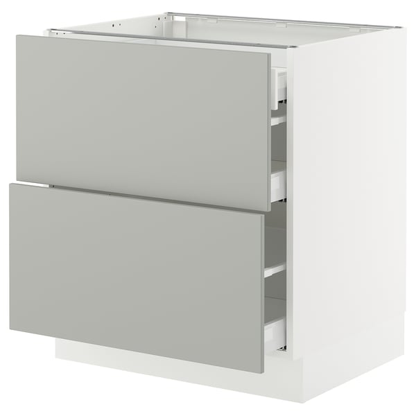 SEKTION / MAXIMERA Base cab with 2 fronts/3 drawers, white/Havstorp light gray, 30x24x30 "