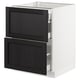 An ikea SEKTION kitchen cabinet with two black-stained drawers. The cabinet has a white frame and dark wood finish drawers with beveled edges.