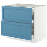 SEKTION / MAXIMERA Base cab with 2 fronts/3 drawers, white/Lerhyttan blue, 36x24x30 "