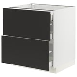 SEKTION / MAXIMERA Base cab with 2 fronts/3 drawers, white/Nickebo matte anthracite, 30x24x30 "
