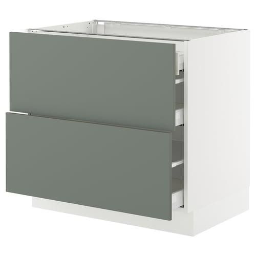 Modern ikea kitchen cabinet: SEKTION with grey-green nickebo drawers, rectangular, minimalist design, soft-close feature.