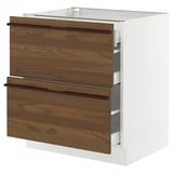 SEKTION / MAXIMERA Base cab with 2 fronts/3 drawers, white/Stensta dark brown ash veneer, 30x24x30 "