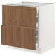SEKTION / MAXIMERA Base cab with 2 fronts/3 drawers, white/Tistorp brown walnut effect, 30x24x30 "