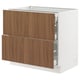 SEKTION / MAXIMERA Base cab with 2 fronts/3 drawers, white/Tistorp brown walnut effect, 36x24x30 "