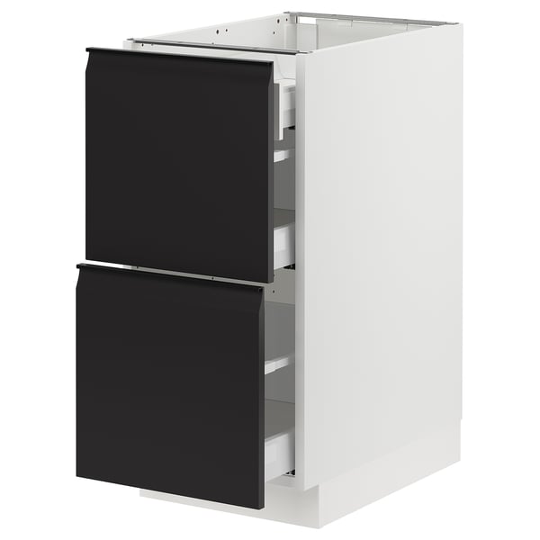 SEKTION / MAXIMERA Base cab with 2 fronts/3 drawers, white/Upplöv matte anthracite, 15x24x30 "