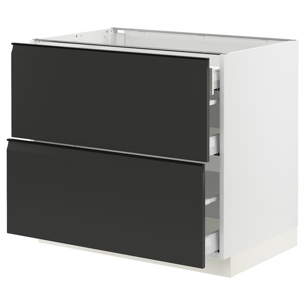SEKTION / MAXIMERA Base cab with 2 fronts/3 drawers, white/Upplöv matte anthracite, 36x24x30 "