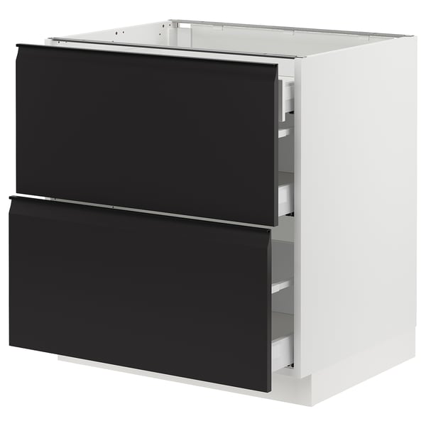 SEKTION / MAXIMERA Base cab with 2 fronts/3 drawers, white/Upplöv matte anthracite, 30x24x30 "