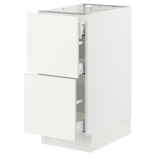 SEKTION white kitchen cabinet, sleek design, sturdy build, smooth drawers, modern style.