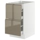 SEKTION / MAXIMERA Base cab with 2 fronts/3 drawers, white/Voxtorp high-gloss dark grey-brown, 18x24x30 "