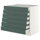 SEKTION / MAXIMERA Base cabinet 6 fronts/6 low drawers, white/Aspudden dark gray-green, 36x24x30 "