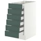 SEKTION / MAXIMERA Base cabinet 6 fronts/6 low drawers, white/Aspudden dark gray-green, 15x24x30 "