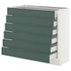 SEKTION / MAXIMERA Base cabinet 6 fronts/6 low drawers, white/Aspudden dark gray-green, 36x15x30 "