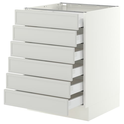 SEKTION / MAXIMERA Base cabinet 6 fronts/6 low drawers, white/Aspudden light gray, 24x24x30 "