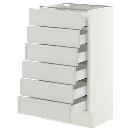 SEKTION / MAXIMERA Base cabinet 6 fronts/6 low drawers, white/Aspudden light gray, 18x15x30 "