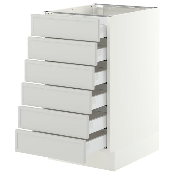 SEKTION / MAXIMERA Base cabinet 6 fronts/6 low drawers, white/Aspudden light gray, 18x24x30 "