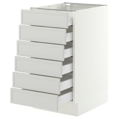 SEKTION / MAXIMERA Base cabinet 6 fronts/6 low drawers, white/Aspudden light gray, 18x24x30 "