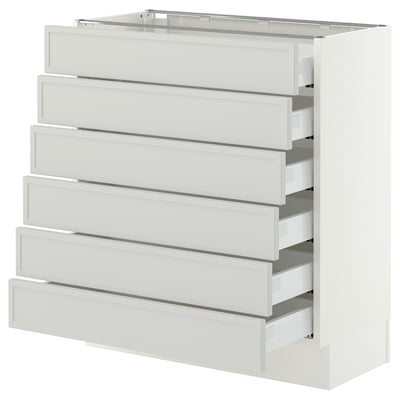SEKTION / MAXIMERA Base cabinet 6 fronts/6 low drawers, white/Aspudden light gray, 30x15x30 "