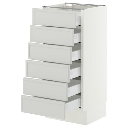 SEKTION / MAXIMERA Base cabinet 6 fronts/6 low drawers, white/Aspudden light gray, 15x15x30 "