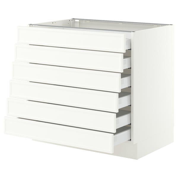 SEKTION / MAXIMERA Base cabinet 6 fronts/6 low drawers, white/Aspudden matte white, 36x24x30 "