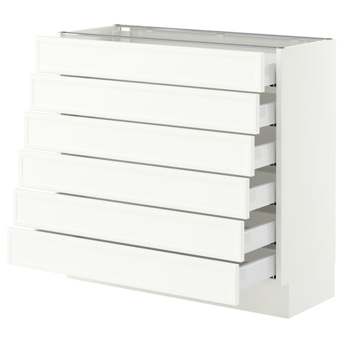 SEKTION / MAXIMERA Base cabinet 6 fronts/6 low drawers, white/Aspudden matte white, 36x15x30 "