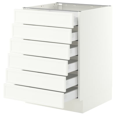 SEKTION / MAXIMERA Base cabinet 6 fronts/6 low drawers, white/Aspudden matte white, 24x24x30 "